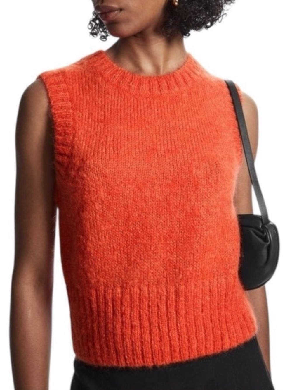 COS Mohair and Merino Wool Sweater Vest Orange ASO Enid Sinclair Wednesday XS